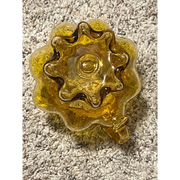 Kanawha Amber Art Glass Pitcher Melon Style Pitcher Jug UV Reactive Cadmium GLOW - Picture 5 of 9